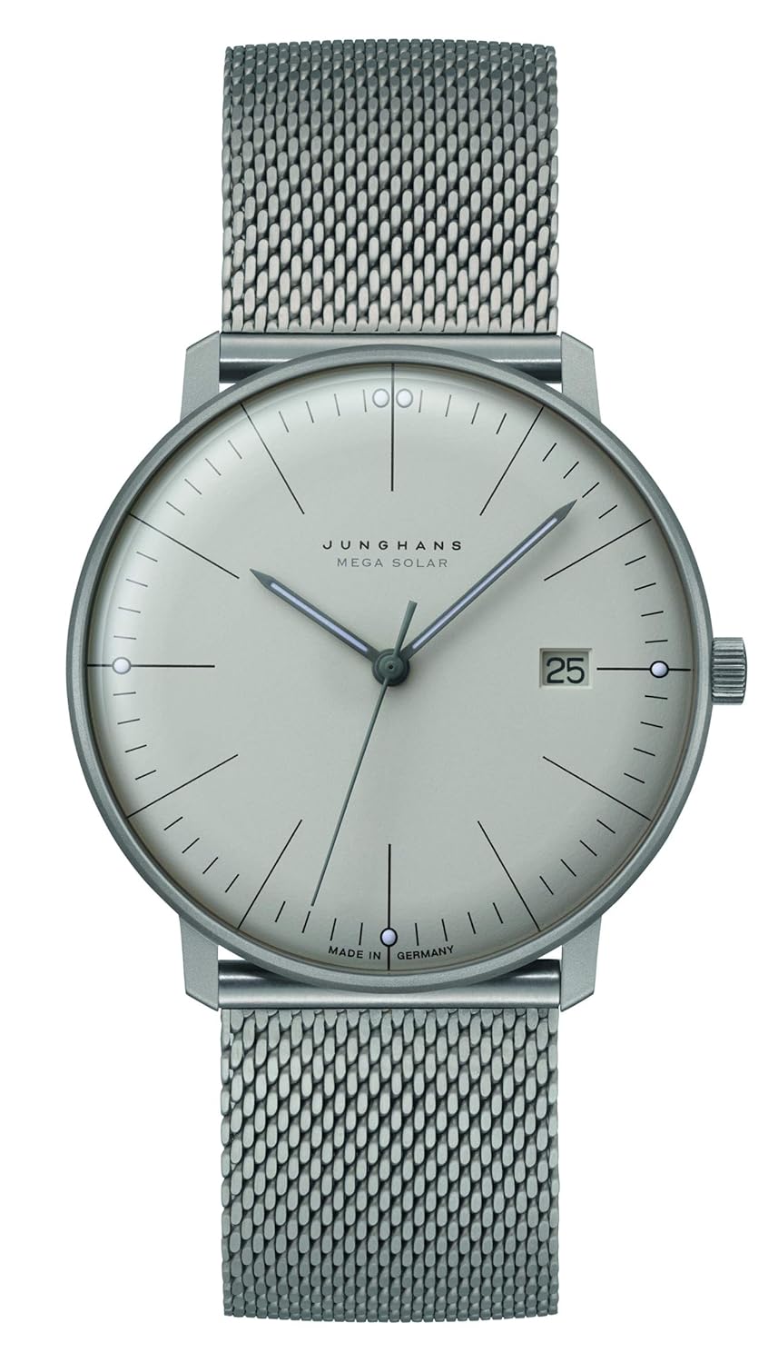 059 2022 46 Junghans Max Bill Mega Solar Radio Solar Sapphire, Silver, Bracelet Type