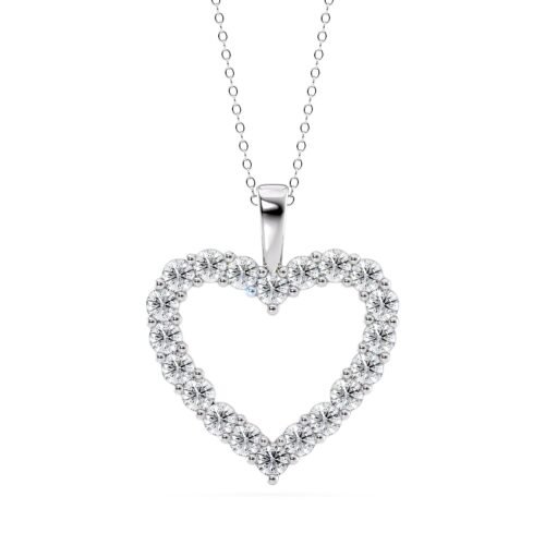 1 to 3 Carat Lab Grown Diamond Classic Heart Pendant Necklace for Women I 14k White Gold Pendant I 16 to 18 Inch Adjustable Silver Chain (E-F, VS1, cttw) I Lobster Claw Clasp