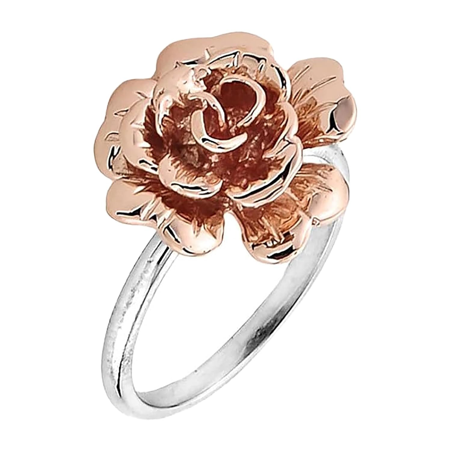 10k Two Tone Gold Rose Flower Ladies Ring