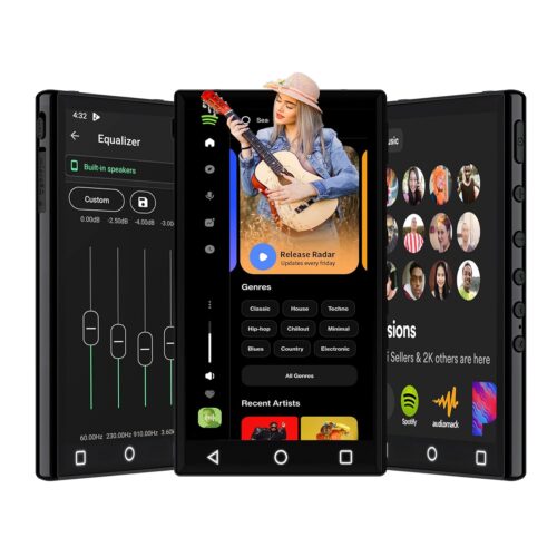 144GB Android9.0 MP3 Player with Bluetooth and WiFi,4.3" 1080P Full Touch Screen MP4 Player with Spotify,Portable HiFi Sound MP3 Player with Speaker,Support Online Streaming Music