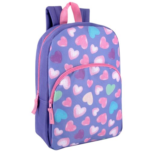 15 Inch Kids Backpacks for Boys & Girls | Preschool, Kindergarten, Elementary School Backpacks with Adjustable, Padded Straps (Happy Hearts)
