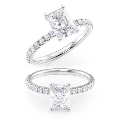 2 to 6 Carat Radiant Cut Moissanite Engagement Ring w 1/4 Carat Natural Diamond - 14K Gold (G-H/VS, SI, cttw, DEW) Promise Anniversary Ring for Women Size 4 to 11 Made in USA