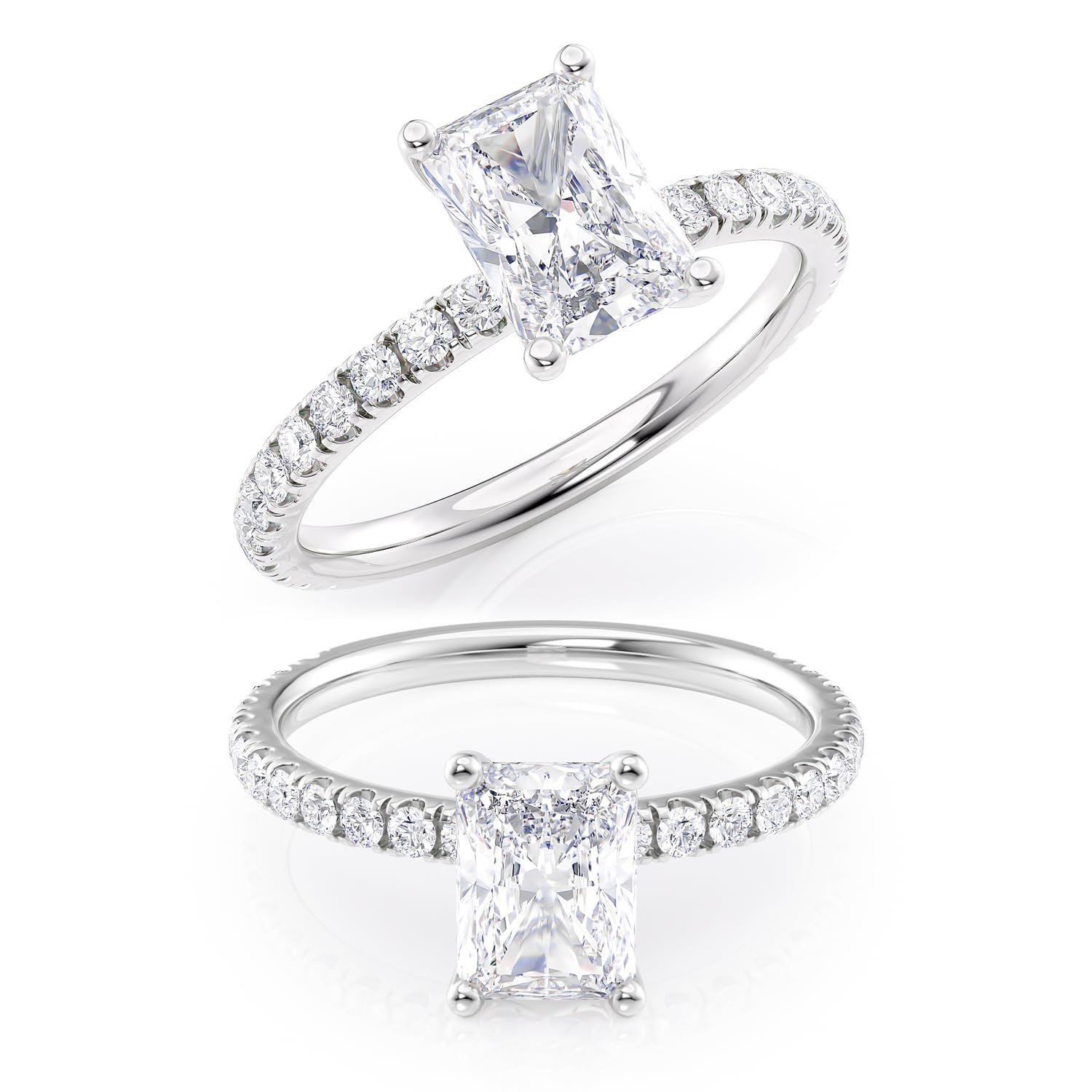 2 to 6 Carat Radiant Cut Moissanite Engagement Ring w 1/4 Carat Natural Diamond – 14K Gold (G-H/VS, SI, cttw, DEW) Promise Anniversary Ring for Women Size 4 to 11 Made in USA