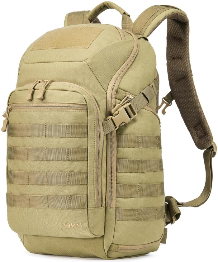 32L Military Tactical Backpack | Fit 17 Inch Laptop, Molle, EDC, Work, Hiking, Survival, Travel, Fit Most Men's Body (Tan)