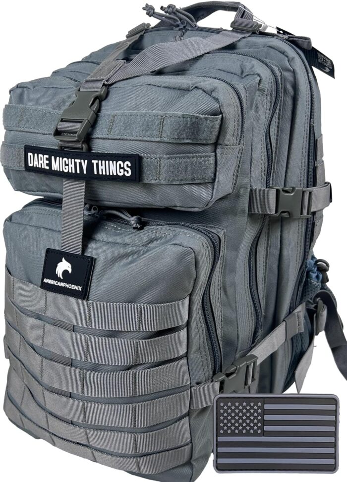 45L Elite Tactical Backpack | 3X Stronger Work & Military Backpack | Water Resistant and Heavy Duty | 3 Day MOLLE Bug Out Bag (Arctic Grey)