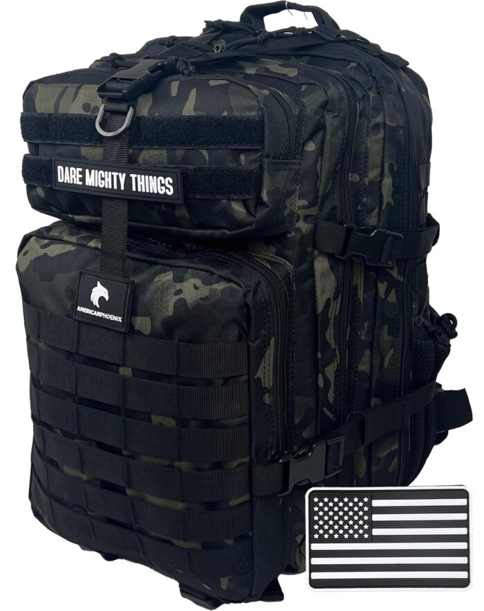 45L Elite Tactical Backpack | 3X Stronger Work & Military Backpack | Water Resistant and Heavy Duty | 3 Day MOLLE Bug Out Bag (Dark Forest)