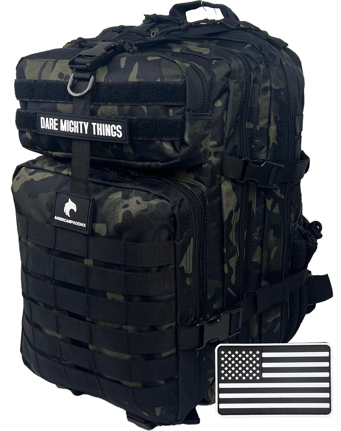 45L Elite Tactical Backpack | 3X Stronger Work & Military Backpack | Water Resistant and Heavy Duty | 3 Day MOLLE Bug Out Bag (Dark Forest)