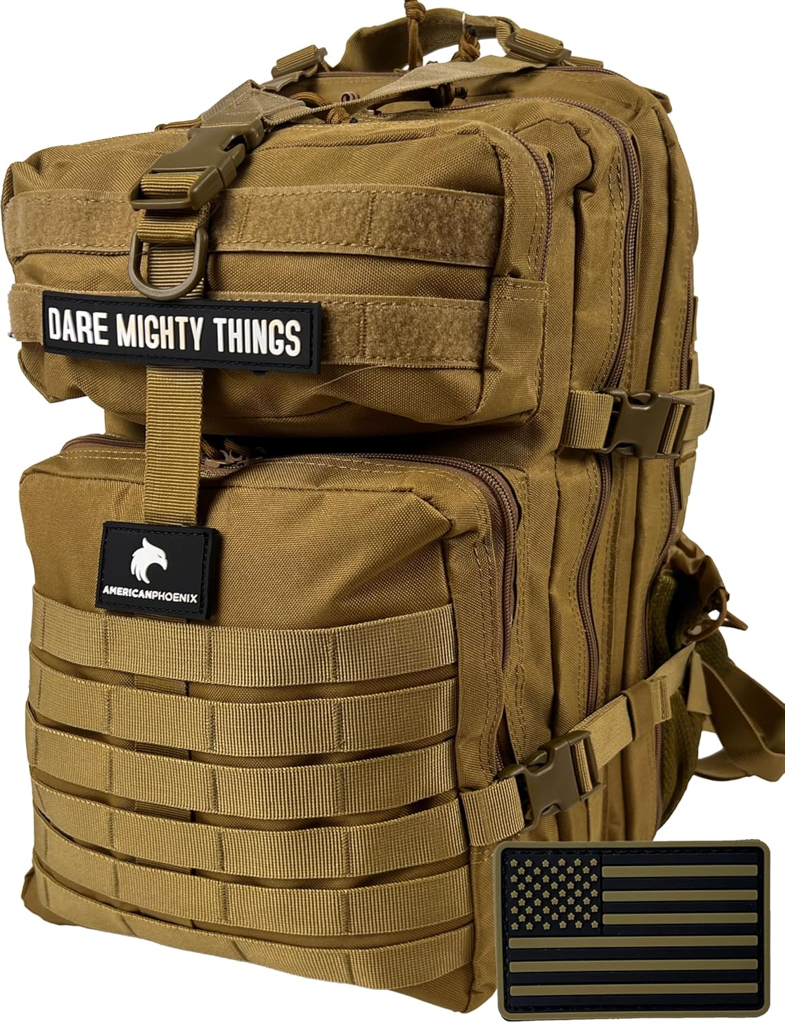 45L Elite Tactical Backpack | 3X Stronger Work & Military Backpack | Water Resistant and Heavy Duty | 3 Day MOLLE Bug Out Bag (Dune Brown)