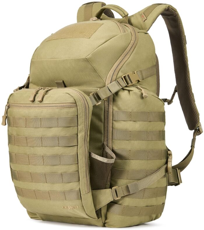 52L Tactical Backpack Military Molle Assault Pack - 3 Day Bugout Survival Rucksack, Hydration Compatible,Tan