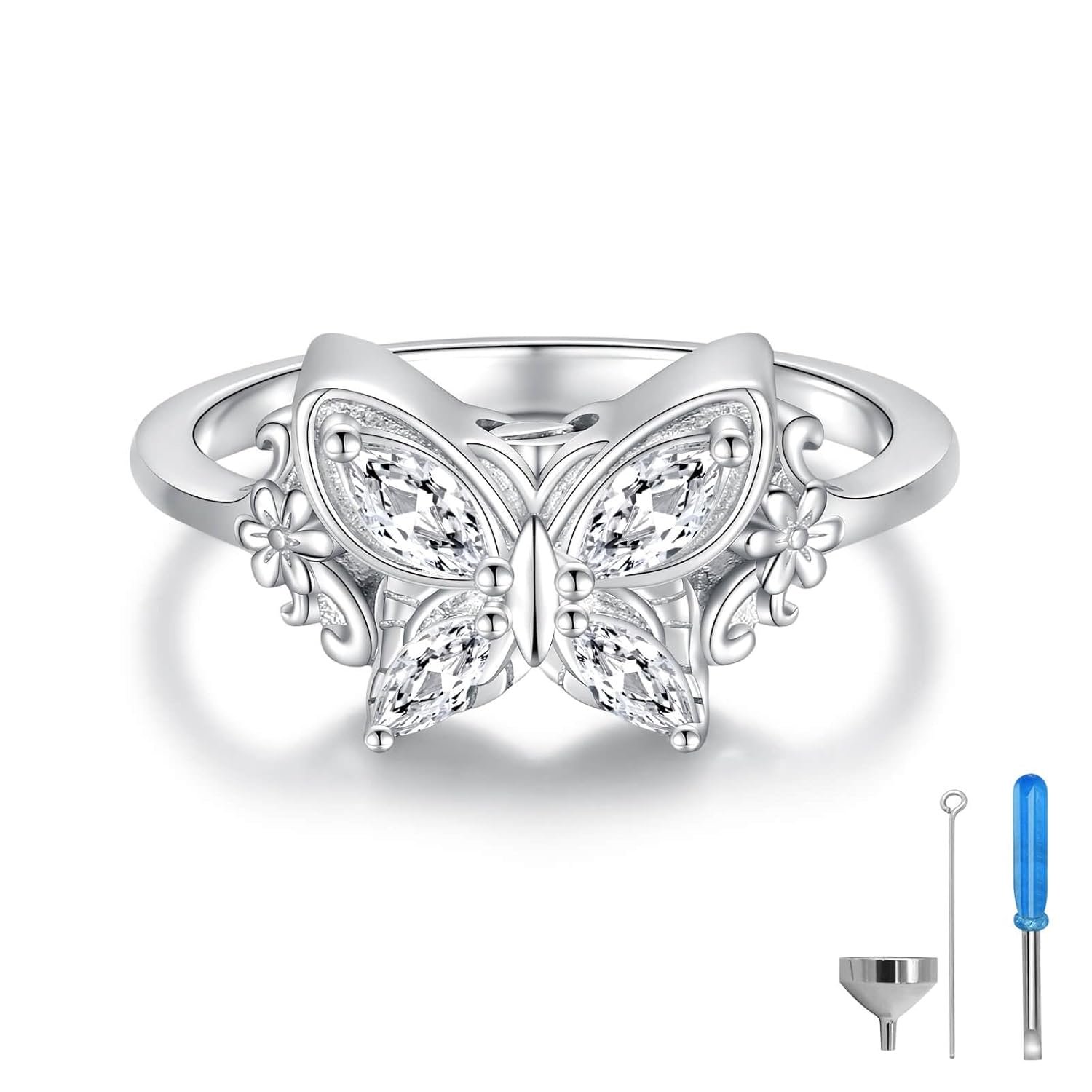 925 Sterling Silver Butterfly Cremation Ring for Ashes Memorial Urn Rings Keepsake Jewelry for Ashes Sympathy Gift for Women