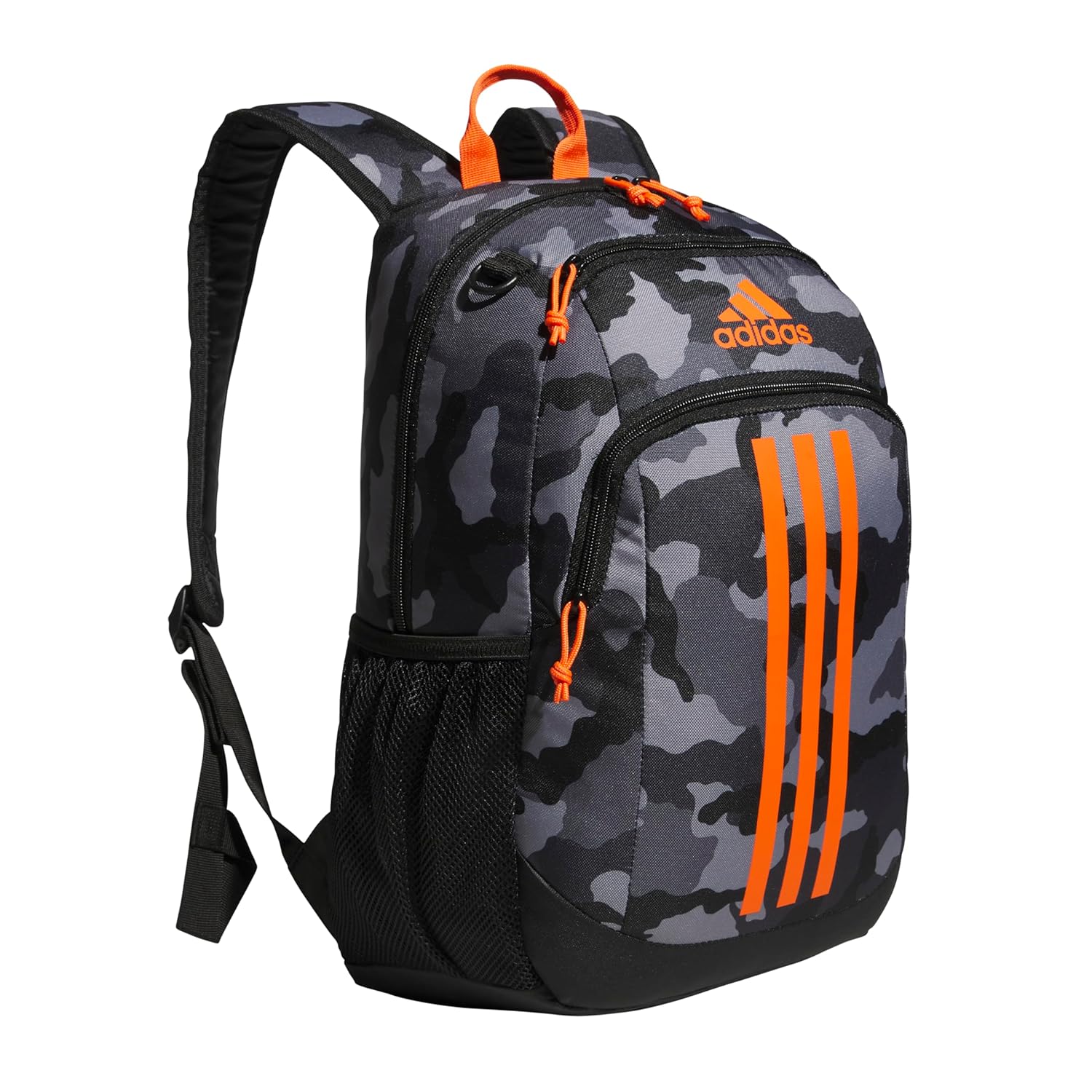 adidas Creator Laptop Backpack for Women and Men, Comfortable and Durable Small Athletic Bag, Camouflage Carbon/Black/Impact Orange, One Size