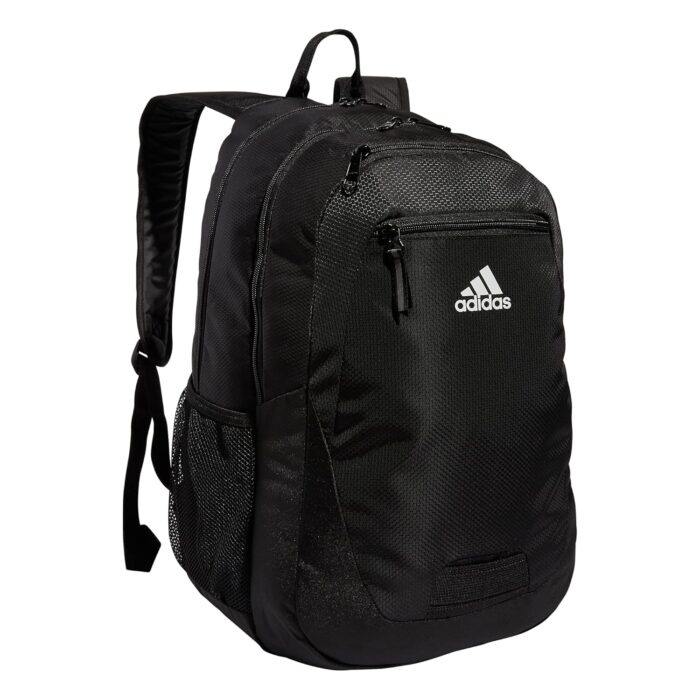 adidas Foundation Backpack for Laptop, Large Durable Athletic Gym Bag, Black/White, One Size