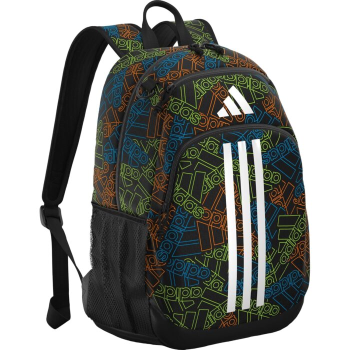 adidas Originator Small Backpack for Men and Women, Athletic Book Bag with Laptop Sleeve, Outline BOS Toss-Black/Black/White, One Size