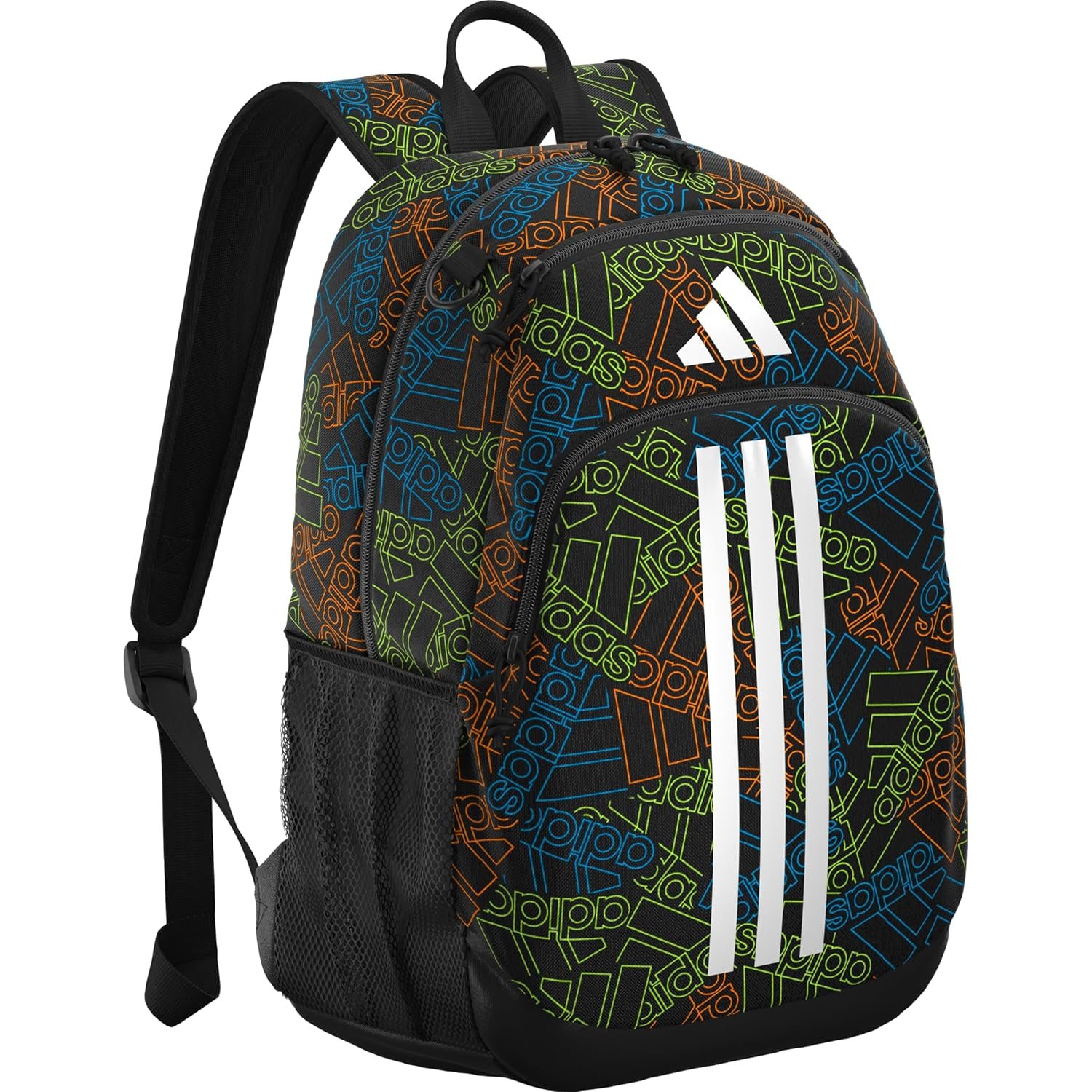 adidas Originator Small Backpack for Men and Women, Athletic Book Bag with Laptop Sleeve, Outline BOS Toss-Black/Black/White, One Size