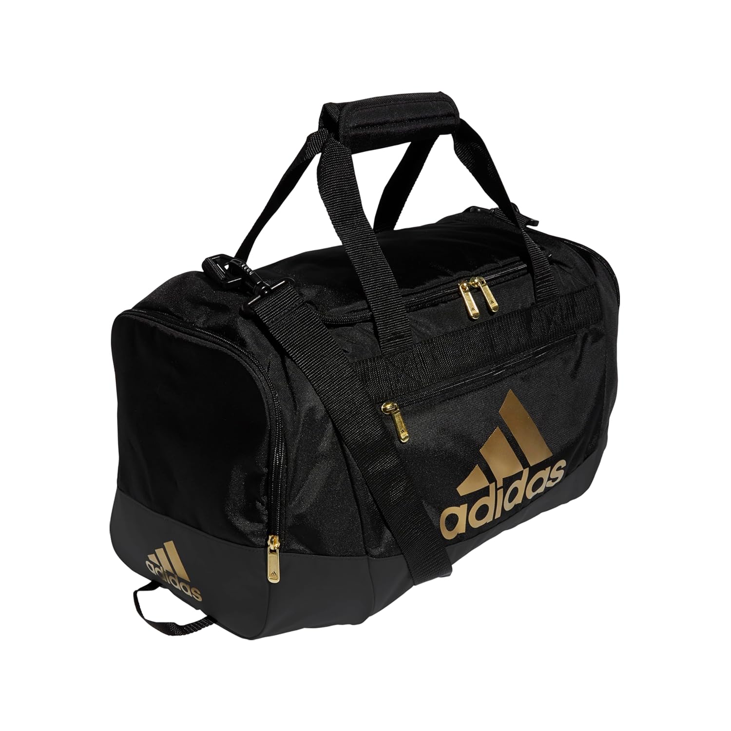 adidas Unisex Defender 4.0 Gym Duffel Bag for Men and Women, Black/Gold Metallic, Small (38L)