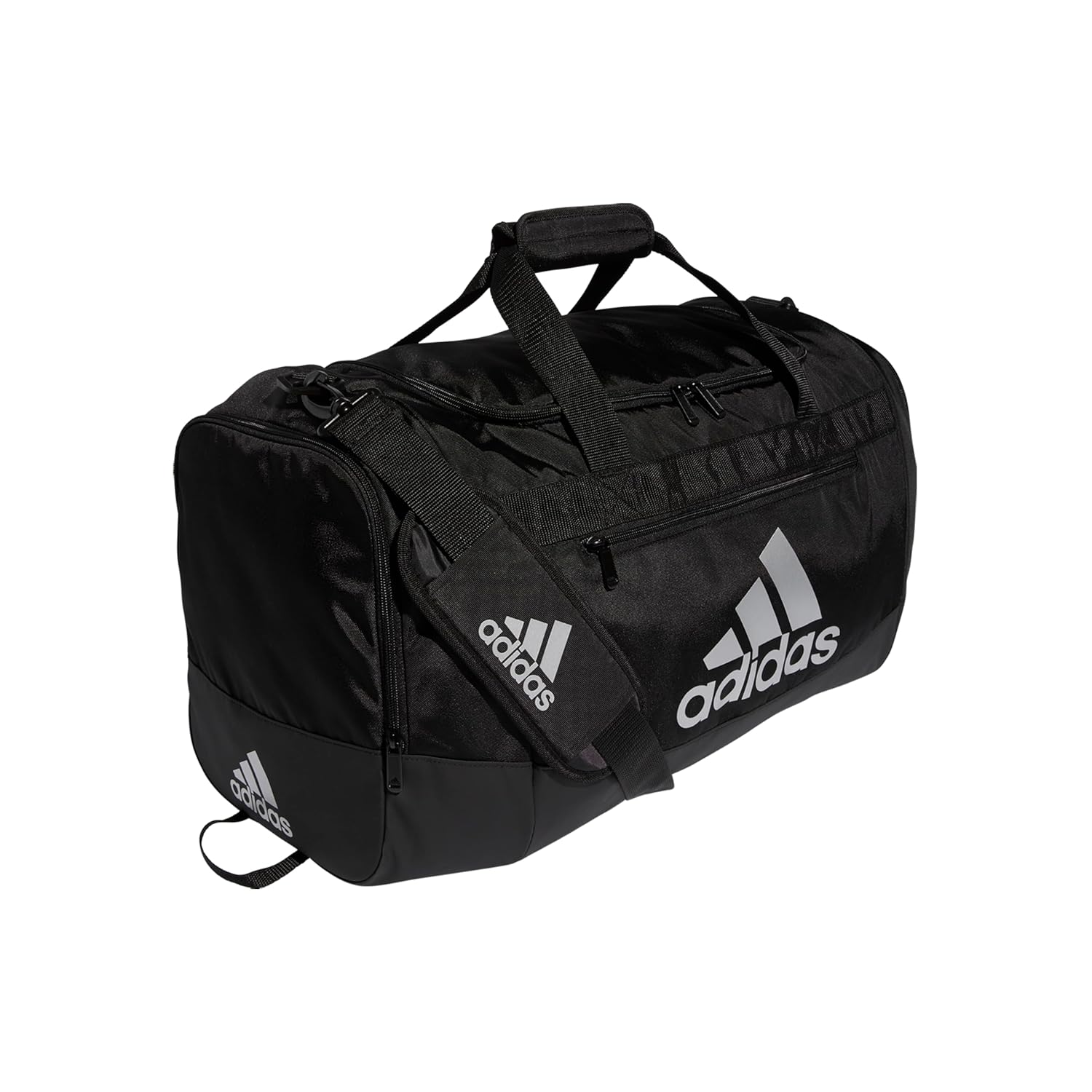 adidas Unisex Defender 4.0 Gym Duffel Bag for Men and Women, Black/Silver Metallic, Medium (66L)