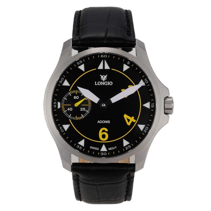 Adonis Men's Watches, Avant-Garde Designer Watch with Swiss Made Mechanical ETA 6497 Movements Watch with Genuine Black Leather Band