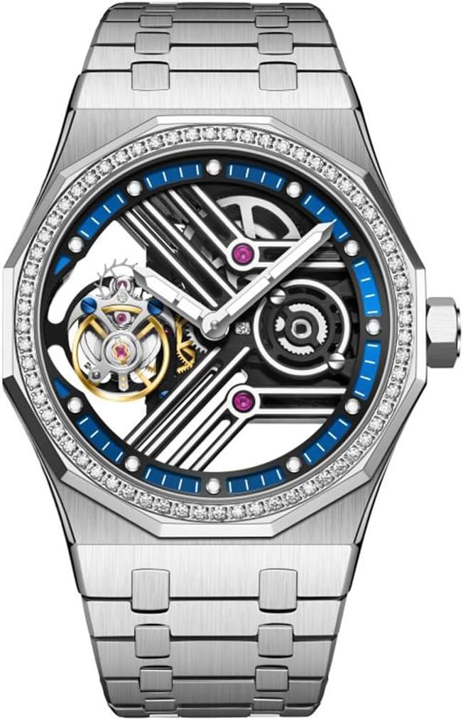 AESOP Tourbillon Men Watch Hollow Skeleton Mechanical Tourbillon Movement Manual Analog Wristwatches Luminous Sapphire Waterproof Dress Business Watch for Men 7055