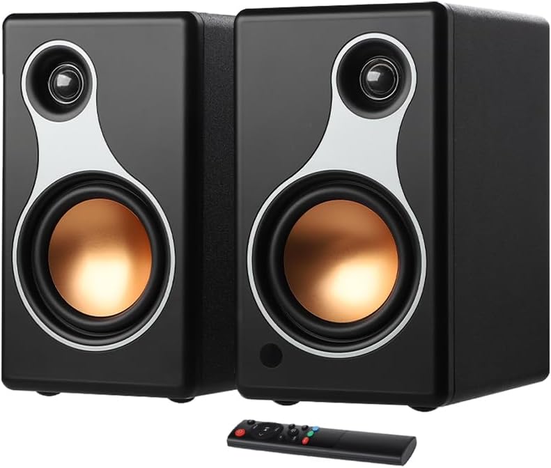 AIYIMA S500 4 Inch Active Bookshelf Speaker Bluetooth 5.0 HiFi Powered RCA Speakers with SUB Output,Coaxial/Optical/RCA Input,for Home Audio Computer TV Game