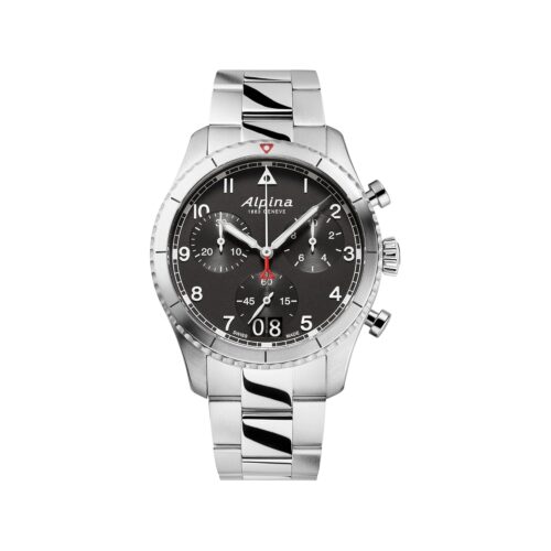 Alpina Men's Startimer Chronograph Big Date Swiss Quartz Stainless Steel Sapphire Crystal Watch, 41mm