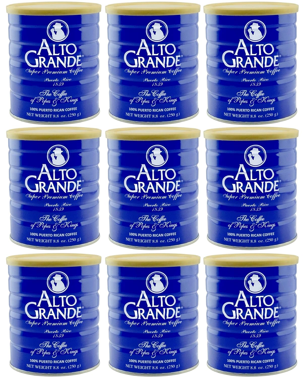 Alto Grande Super Premium Coffee Ground 8.8oz (9-Cans)