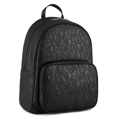 Armani Exchange Men's Allover Logo Backpack, Black, OS