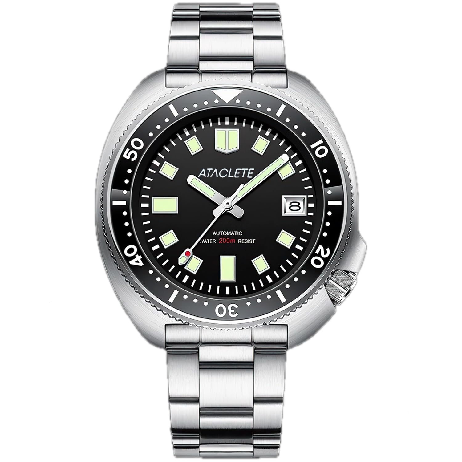 ATACLETE Triton Dive Watch NH35 – Self-Charging, Superluminova, Stainless Steel Band, Ceramic Bezel, Sapphire Crystal, 200 Meters Water Resistant