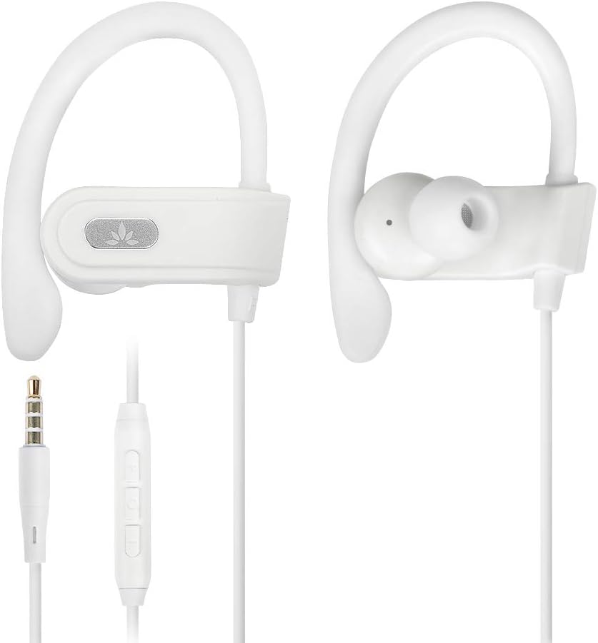 Avantree E171 – AUX 3.5mm Wired Earbuds with Microphone & in-Line Volume Control, Compatible with Traditional 3.5mm AUX Phones Corded Headphones with Ear Hook for Running &…