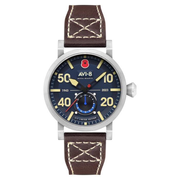 AVI-8 Men's 43mm Dambuster 80th Anniversary Royal British Legion Meca-Quartz Limited Edition Watch with Leather Strap AV-4108