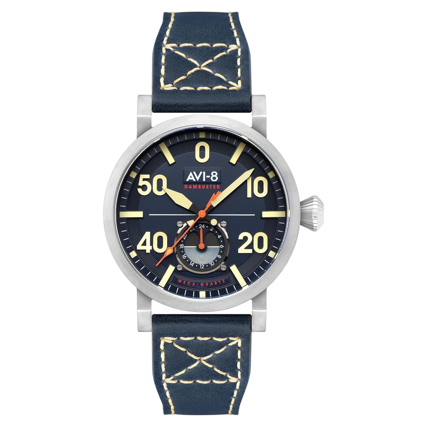 AVI-8 Men’s 43mm Dambuster Chadwick Meca-Quartz Watch with Leather Strap AV-4113