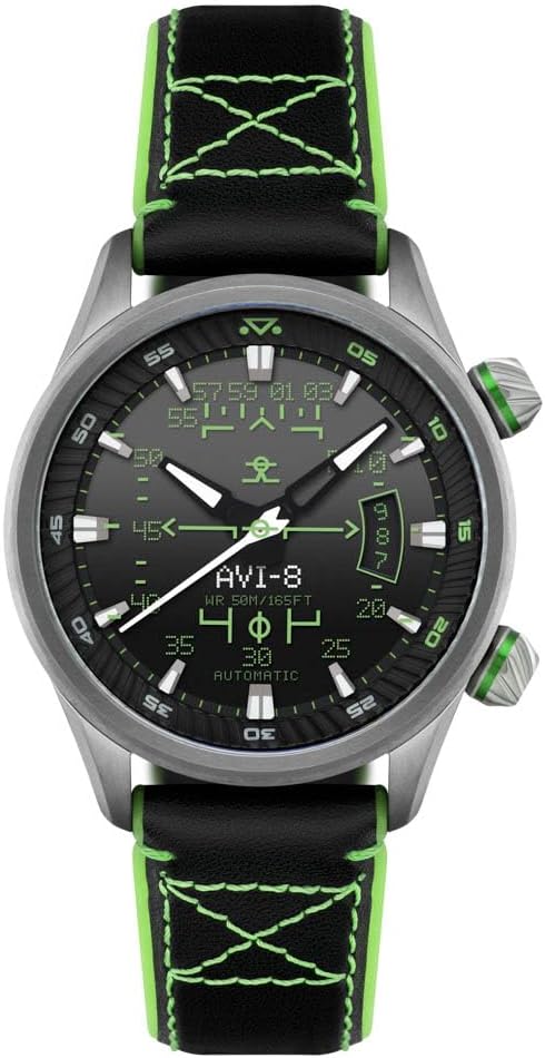 AVI-8 Men’s 44mm Hawker Harrier HUD Automatic Watch with Rubber/Leather Strap AV-4117