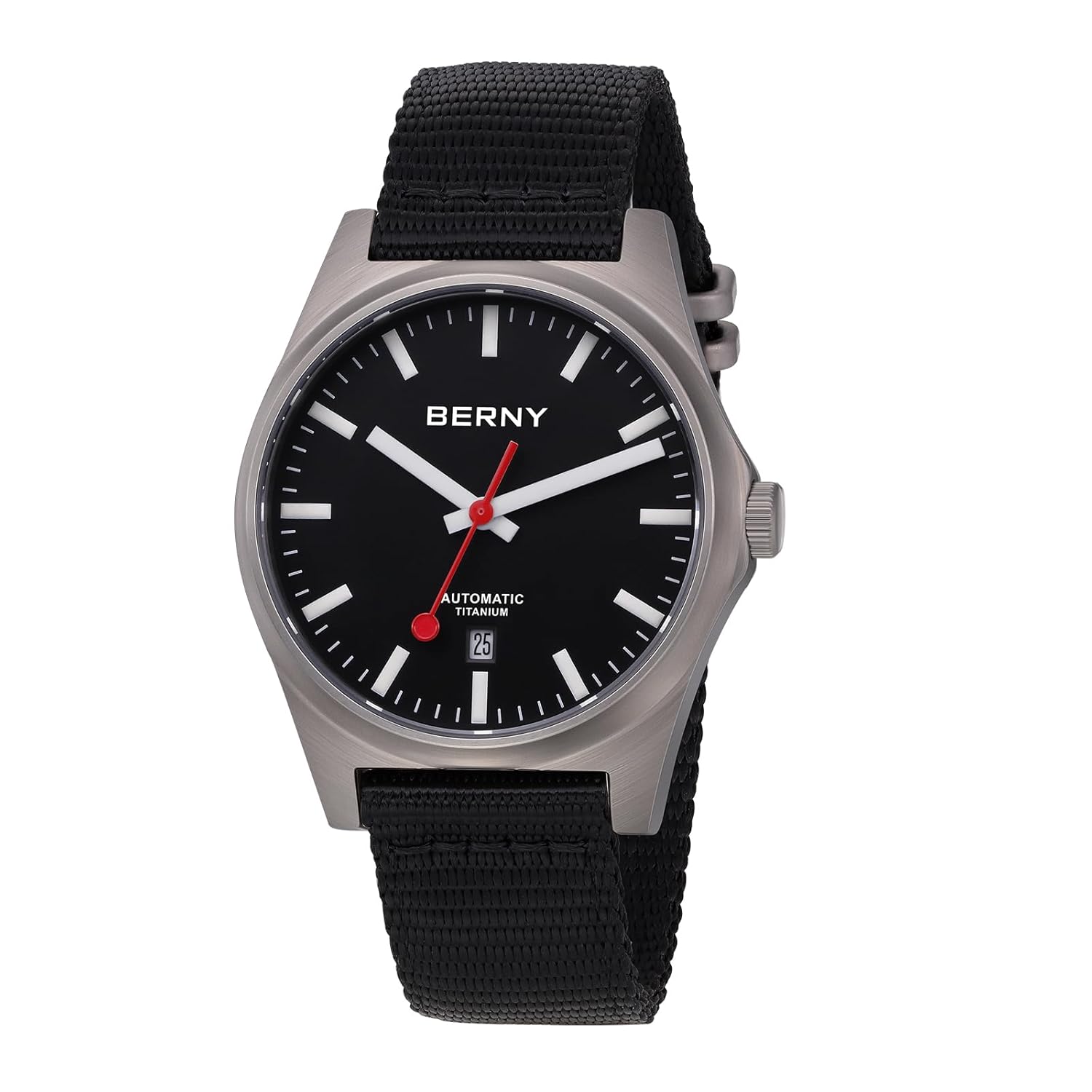 BERNY Automatic Titanium Watch for Men 10ATM Waterproof Classic Men’s Railroad Watch Super Luminous Male Analog Mechanical Wristwatch AR Sapphire Crystal Date Calender Birthday…