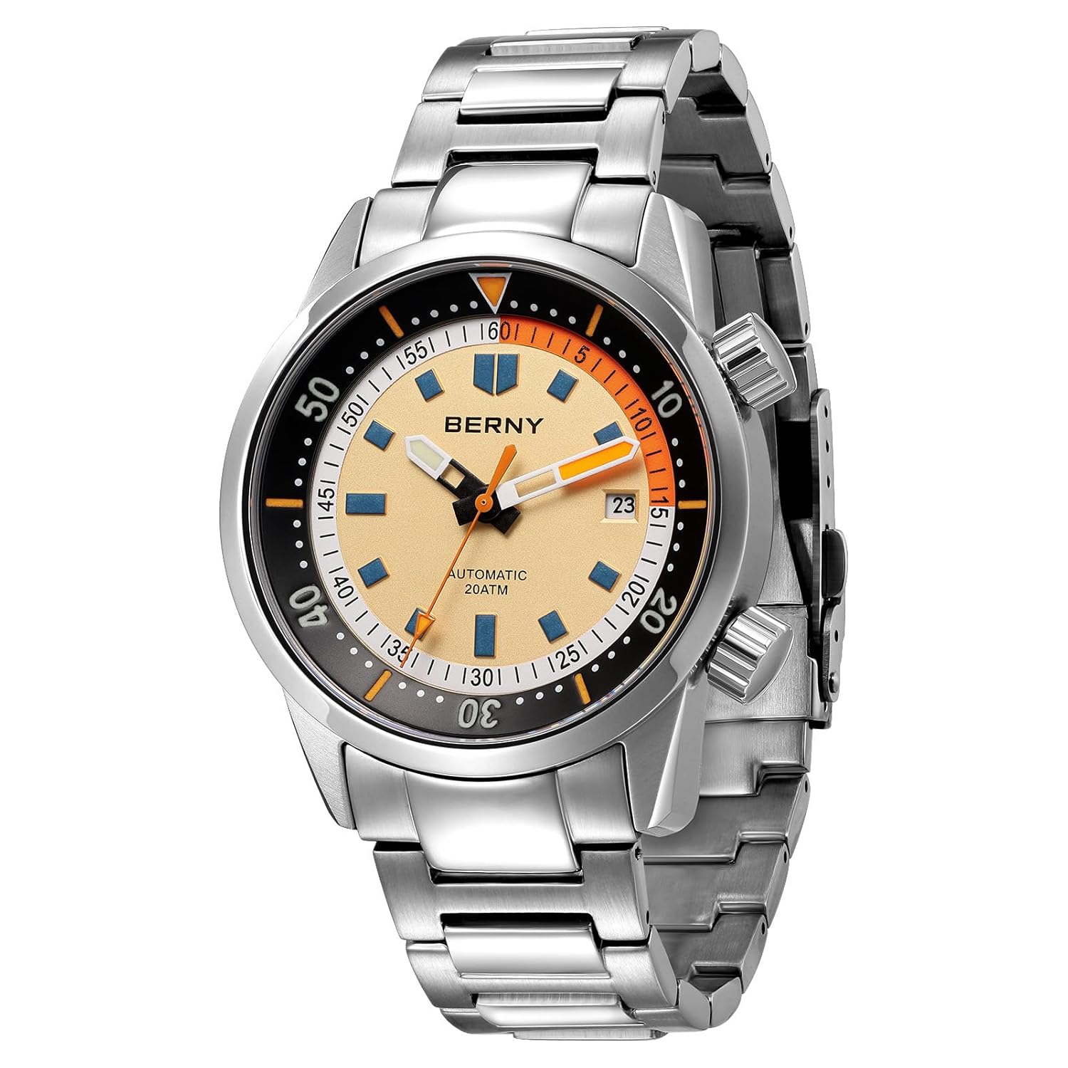 BERNY Diving Watch for Men Automatic Mechanical Watch 20ATM Wristwatch Sapphire Glass Super Luminous Male Diver Watches
