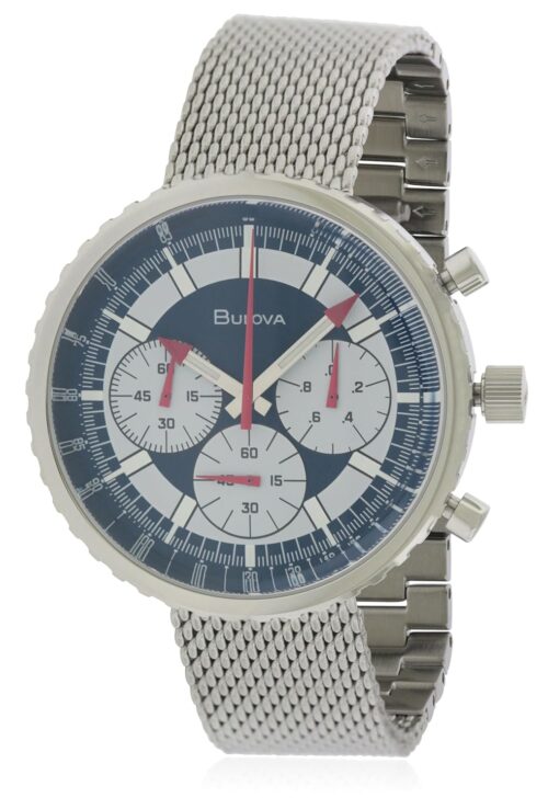 Bulova Men's Archive Series 'Chronograph C' 6-Hand Chronograph Precisionist Stainless Steel Mesh Watch with Interchangable Blue Leather Strap; Sapphire Crystal Style: 96K101