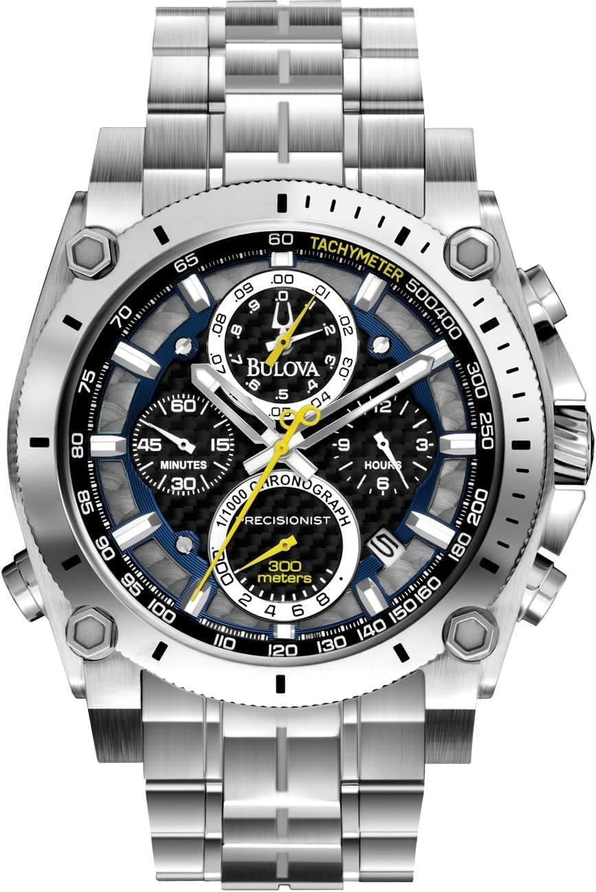Bulova Men’s Icon High Precision Quartz Chronograph Watch, Curved Mineral Crystal