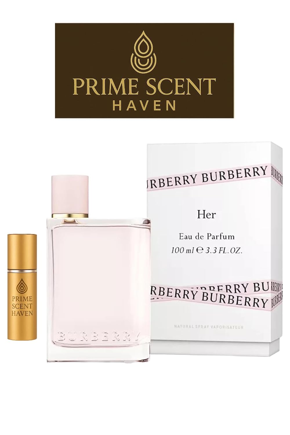 Burbery Her Perfume for Women Eau De Parfum Spray 3.3 oz Bundle with Perfume Atomizer