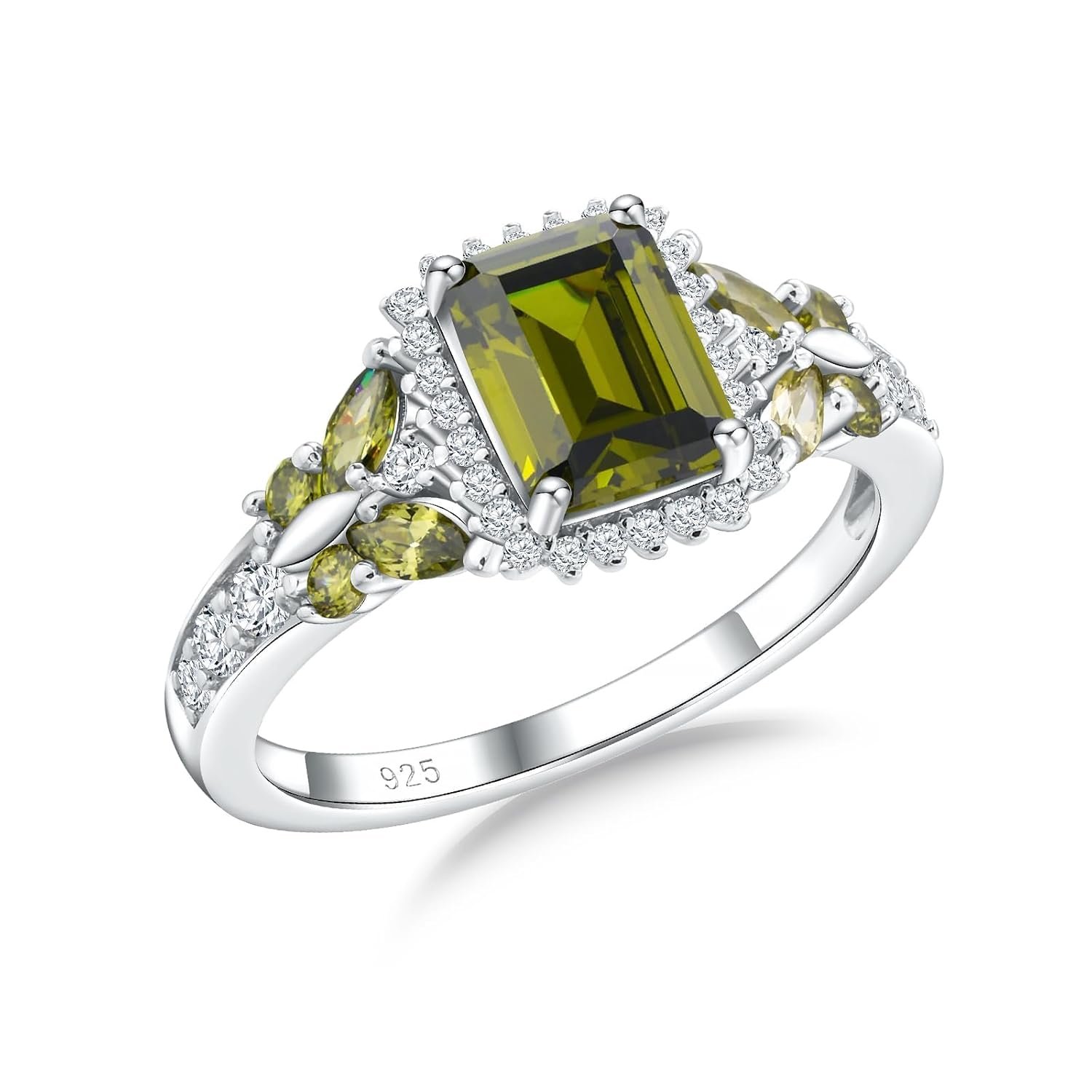 Butterfly Rings for Women, 925 Sterling Silver 3-4 Carat Birthstone Halo Ring Amethyst/Emerald/Blue Sapphire/Ruby Promise Ring Emerald Cut Engagement Rings for Her,Lovers…