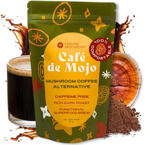 Café de Mojo - Mushroom Coffee Alternative, Decaf Roasted Maya Nut w/Adaptogenic Mushrooms | Turkey Tail, Reishi, Chaga | Caffeine Free Superfood Brew Coffee Substitute, Acid...