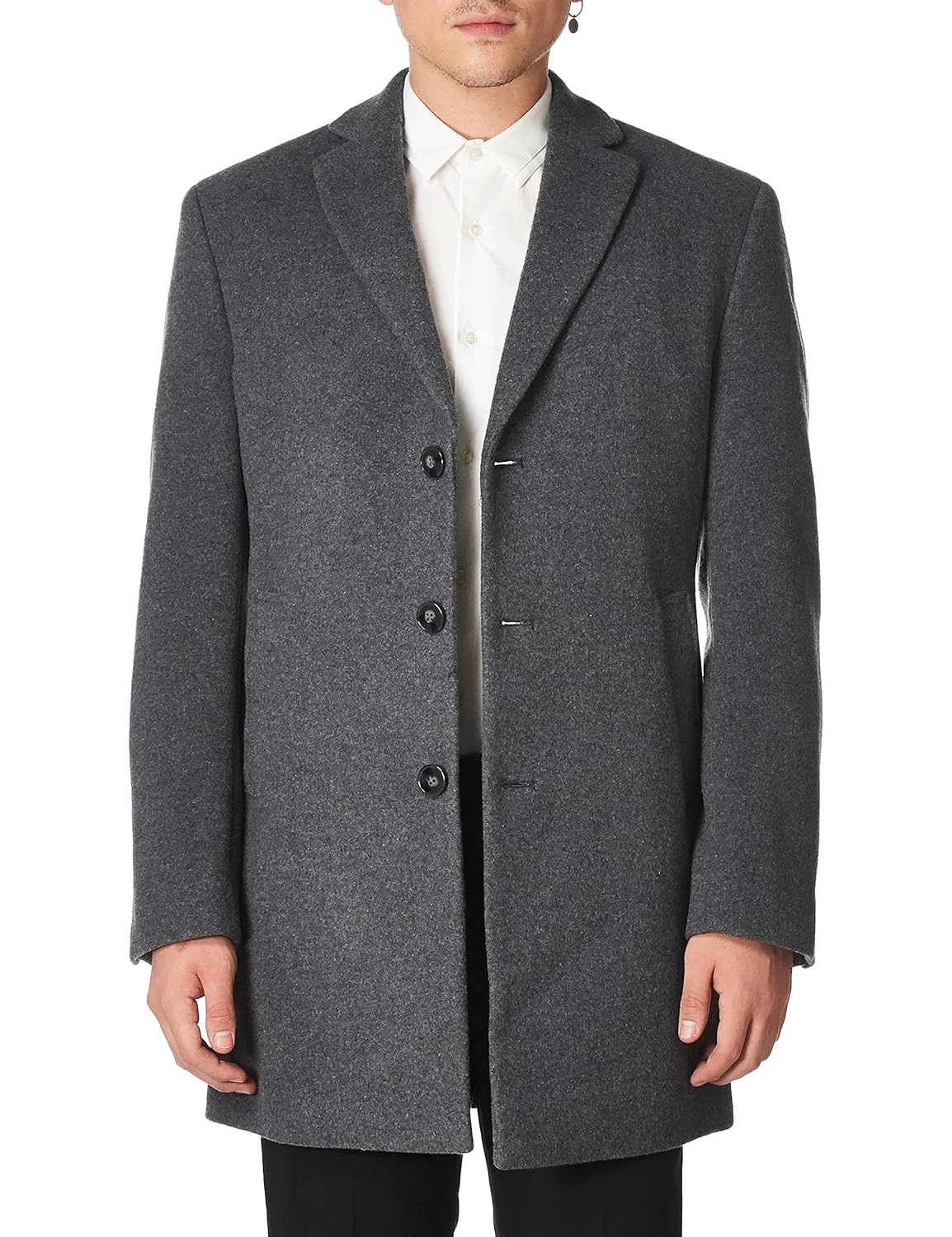 Calvin Klein Men’s Slim Fit Wool Blend Overcoat Jacket