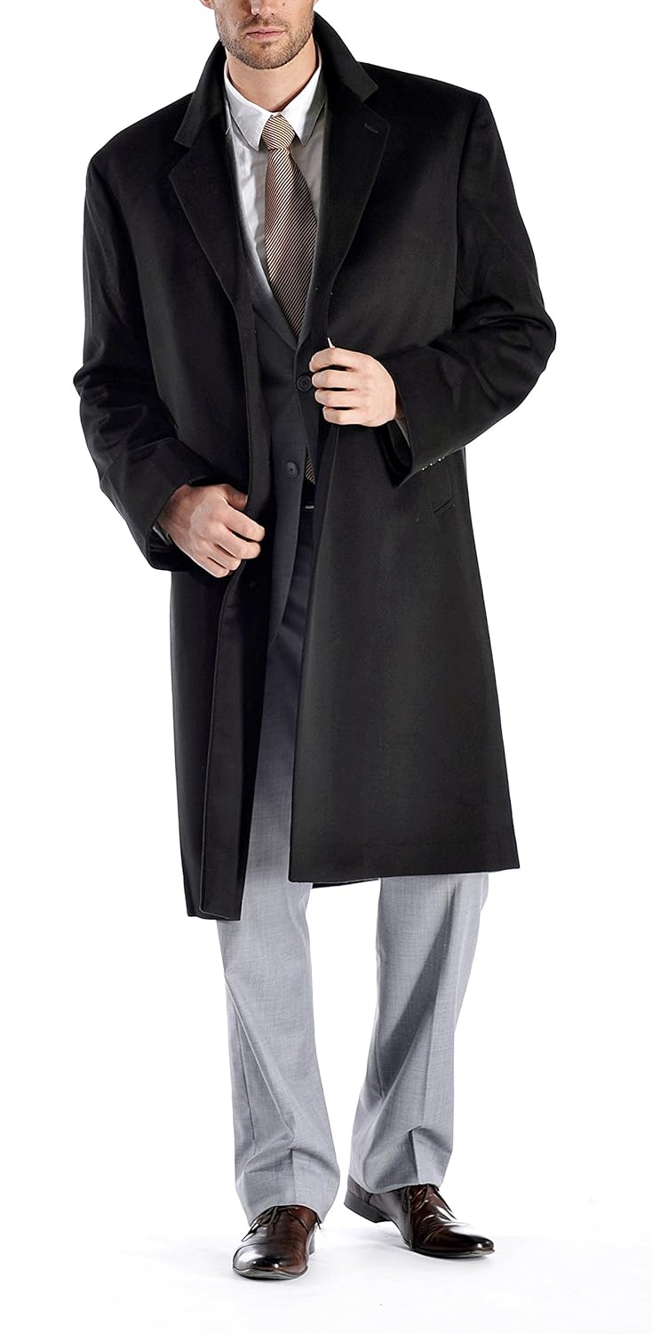 Cashmere Boutique 100% Pure Cashmere Knee Length Overcoat Men – Lightweight, Soft & Warm Top Coat Men