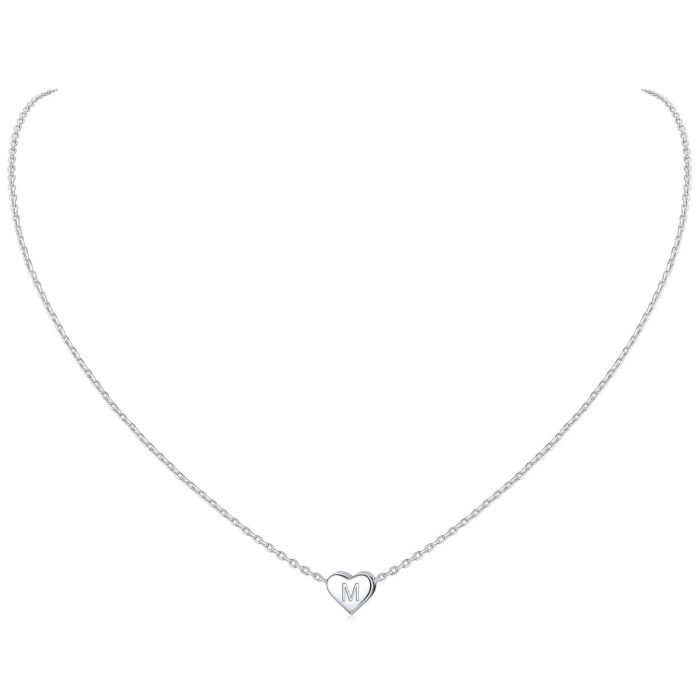 ChicSilver 925 Sterling Silver Heart Initial Necklaces for Women -Dainty Personalized Heart Pendant Letter Alphabet Necklace for Women (with Gift Box)