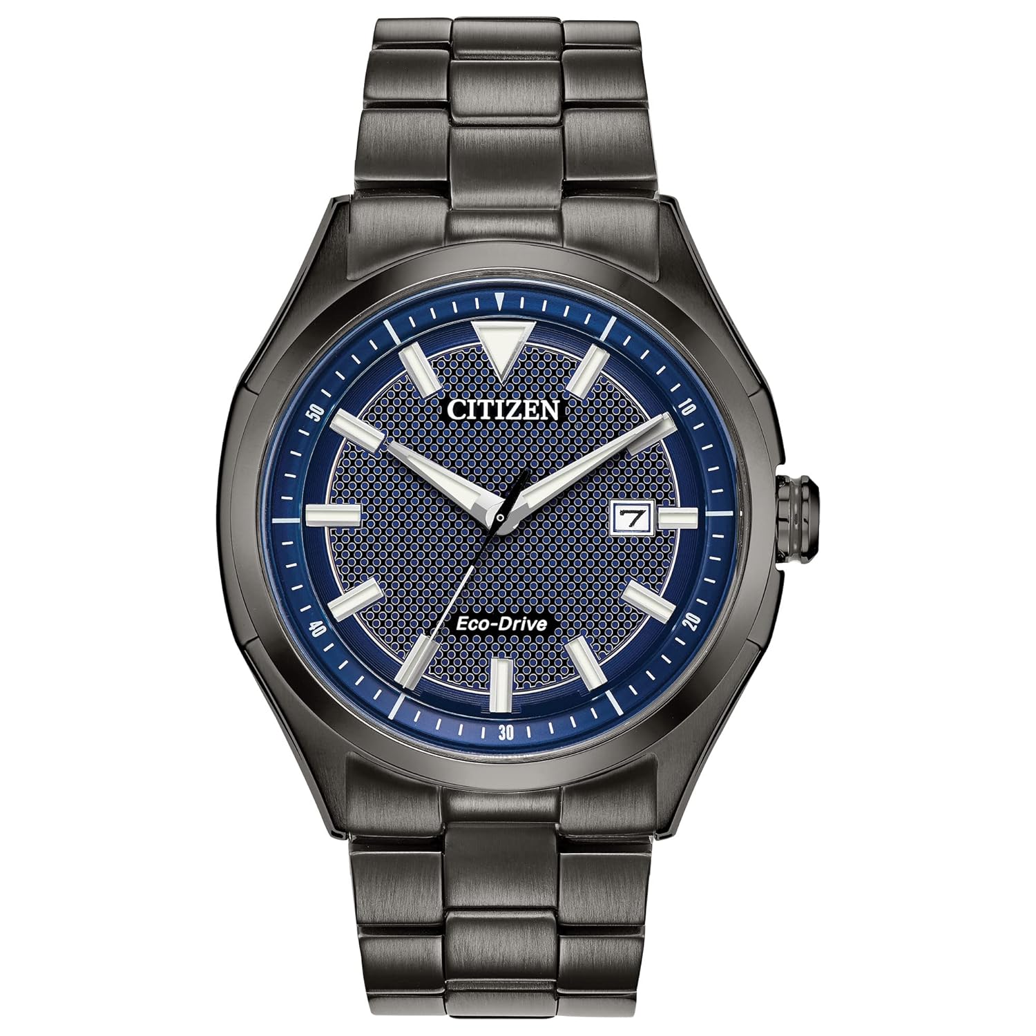 Citizen Men’s Eco-Drive Weekender 3-Hand Date Watch in Black IP Stainless Steel, Blue Dial (Model: AW1147-52L)