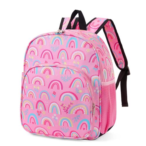 CLUCI Kids Backpack for Girls Toddler Backpack for Preschool Kindergarten Child Cute Daycare School Bookbag Travel Pink Rainbow