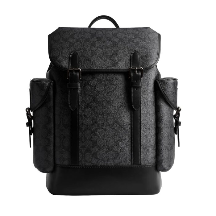 COACH Men's Hitch Backpack with Signature, Charcoal, One Size