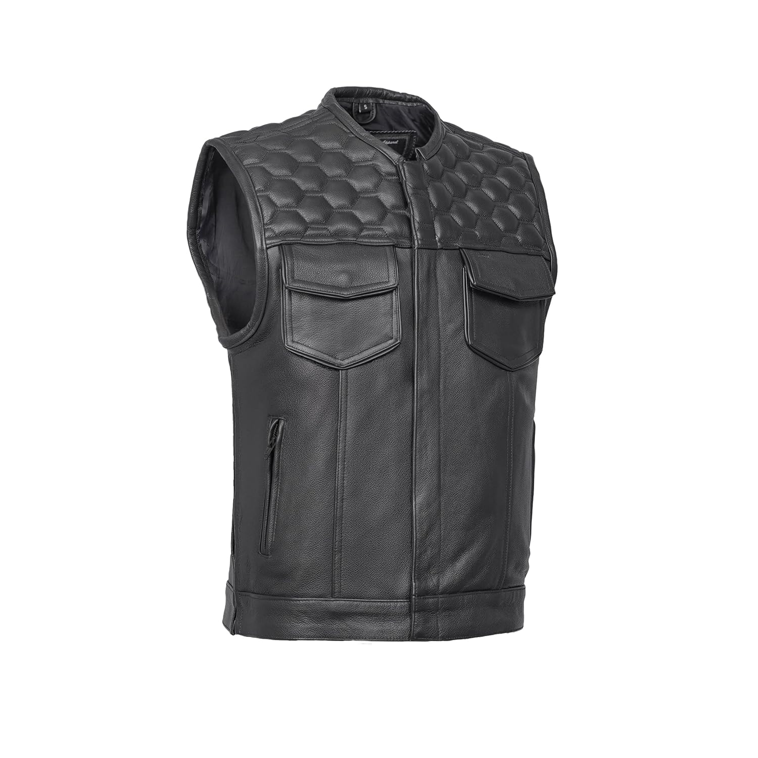 Daniel Smart Leather Motorcycle Vest Premium Cowhide Biker Vest for Men with Unique Diamond Quilted Design & Carry Pockets