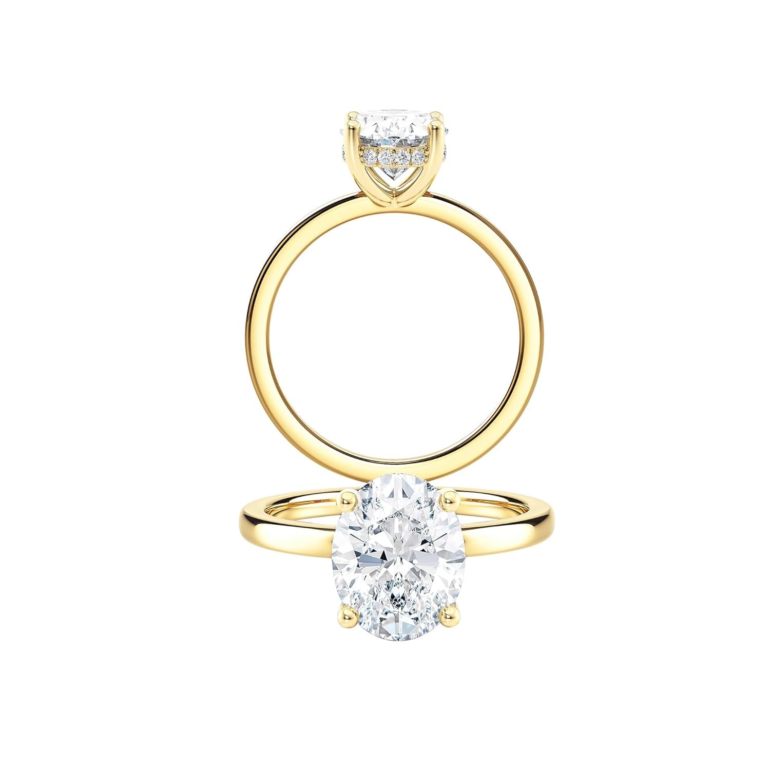 Diamond Wish IGI Certified 1 to 3 Carat Oval Shape Lab Grown Diamond Hidden Ribbon Halo Engagement Ring for Women in 14k Gold (I-J, VS-SI, cttw) Wedding Anniversary Promise Ring…