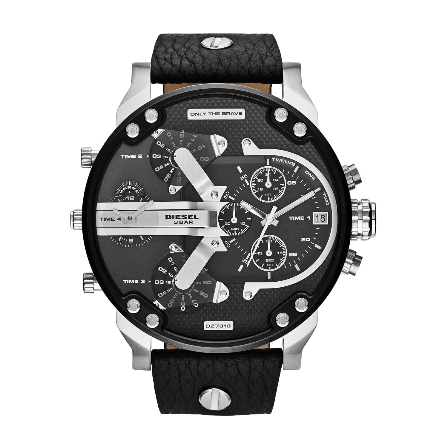 Diesel Mr. Daddy 2.0 Men’s Watch with Oversized Chronograph Watch Dial and Stainless Steel, Silicone or Leather Band