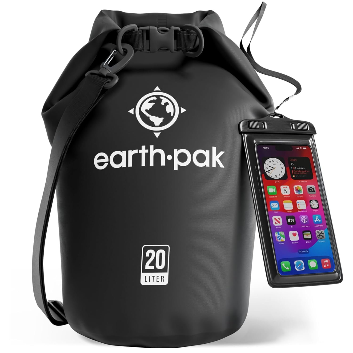 Earth Pak Waterproof Dry Bag – Roll Top Waterproof Backpack Sack Keeps Gear Dry for Kayak with Waterproof Phone Case