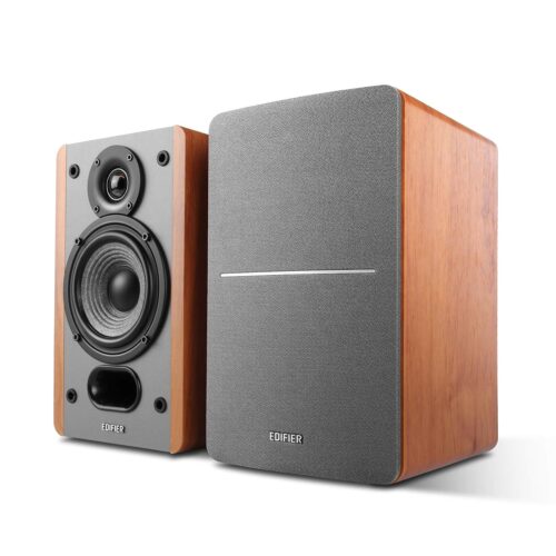 Edifier P12 Passive Bookshelf Speaker - 2-Way Speakers with Built-in Wall-Mount Bracket - Wood Color, Pair - Needs Amplifier or Receiver to Operate