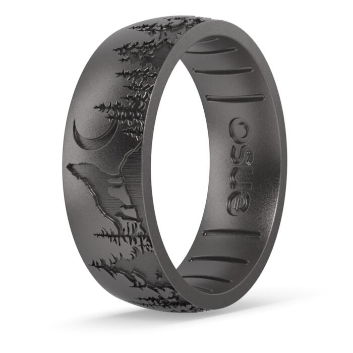 Enso Rings Etched Classic Silicone Rings - Etched Nature Collection - Comfortable and Flexible Design